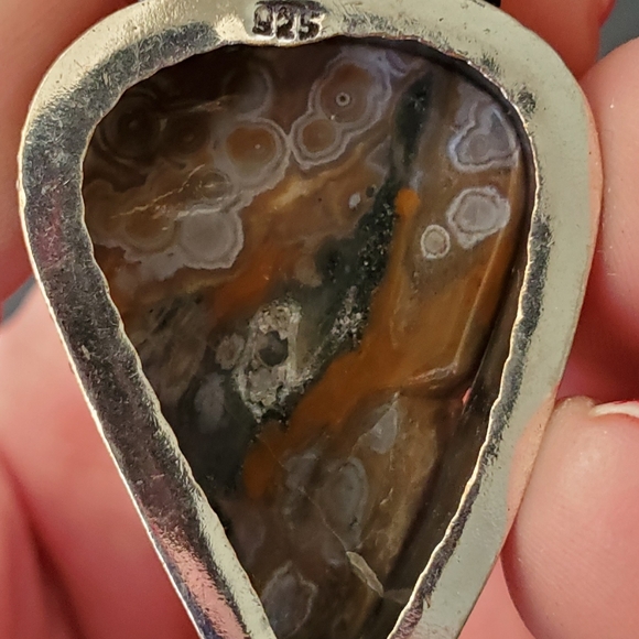 New Ocean Jasper Antique Design 925 Silver Pendant. - Picture 8 of 14
